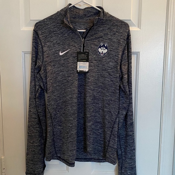 UCONN Nike Dri-Fit Blue Heathered Quarter Zip - Picture 2 of 5